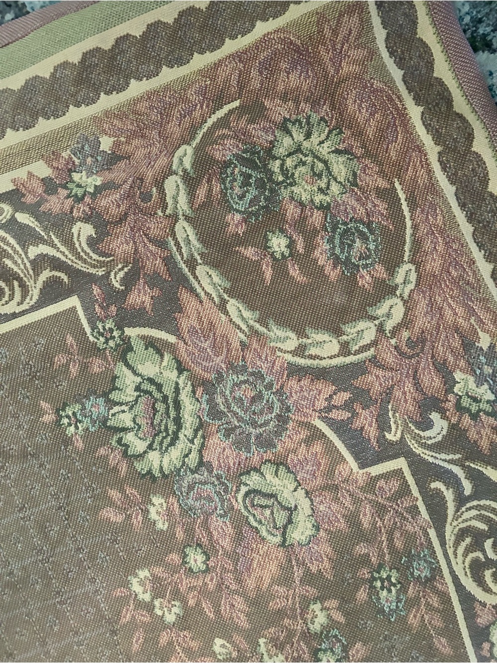 Vintage French Style RUG Throw Roses Floral 100% Cotton Cottagecore Reversible - Picture 5 of 6